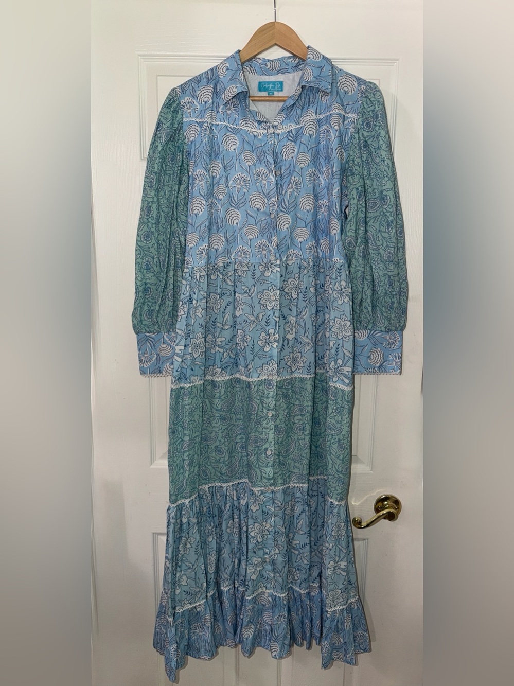 Darlington Isle Mixed Floral and Paisley Print Maxi Shirt Dress